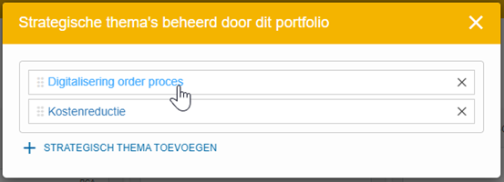 Editing the short name of a strategic theme directly in the header
