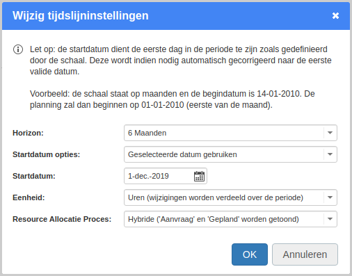 Timeline settings and toolbar