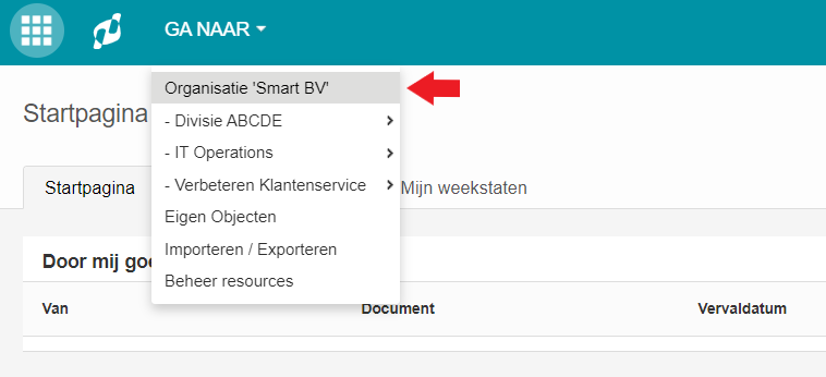 Navigate to Start and select an Organization Unit