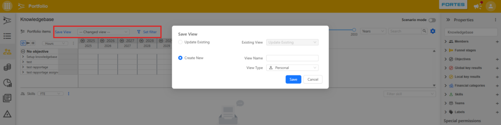 View selector dropdown in the SPM toolbar