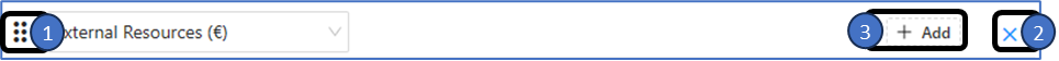 A financial category row showing the drag-to-reorder handle, category dropdown, Add, and Remove controls