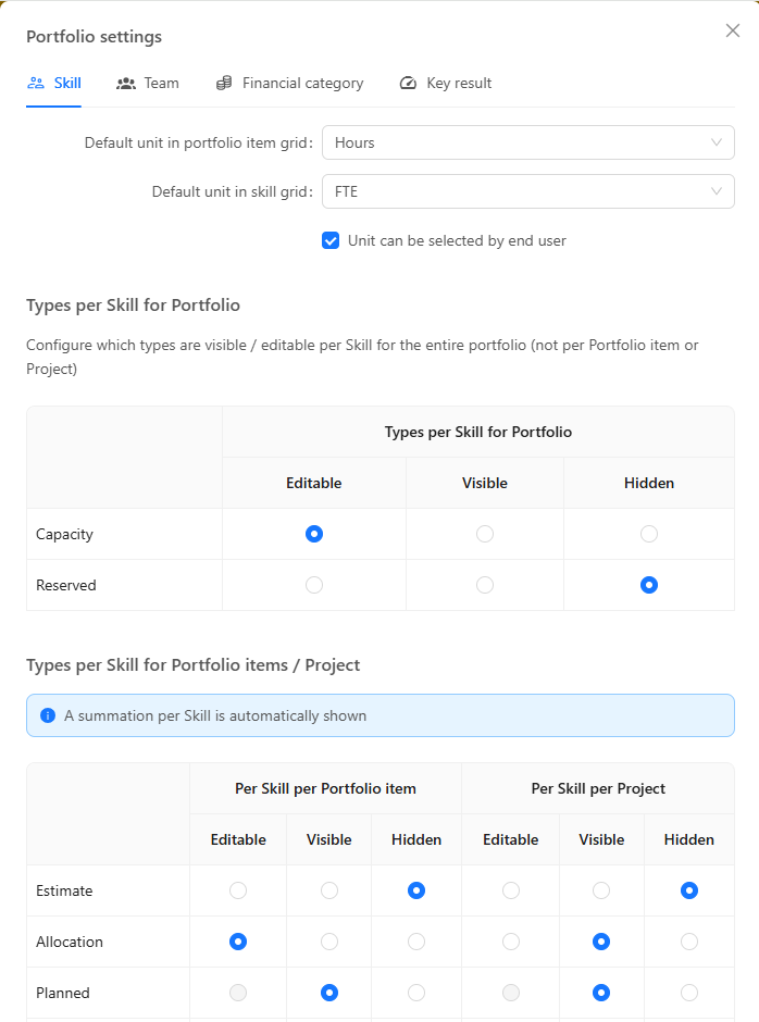 Grid settings