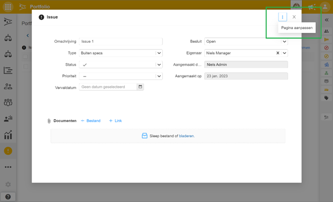 Detail page adjust button