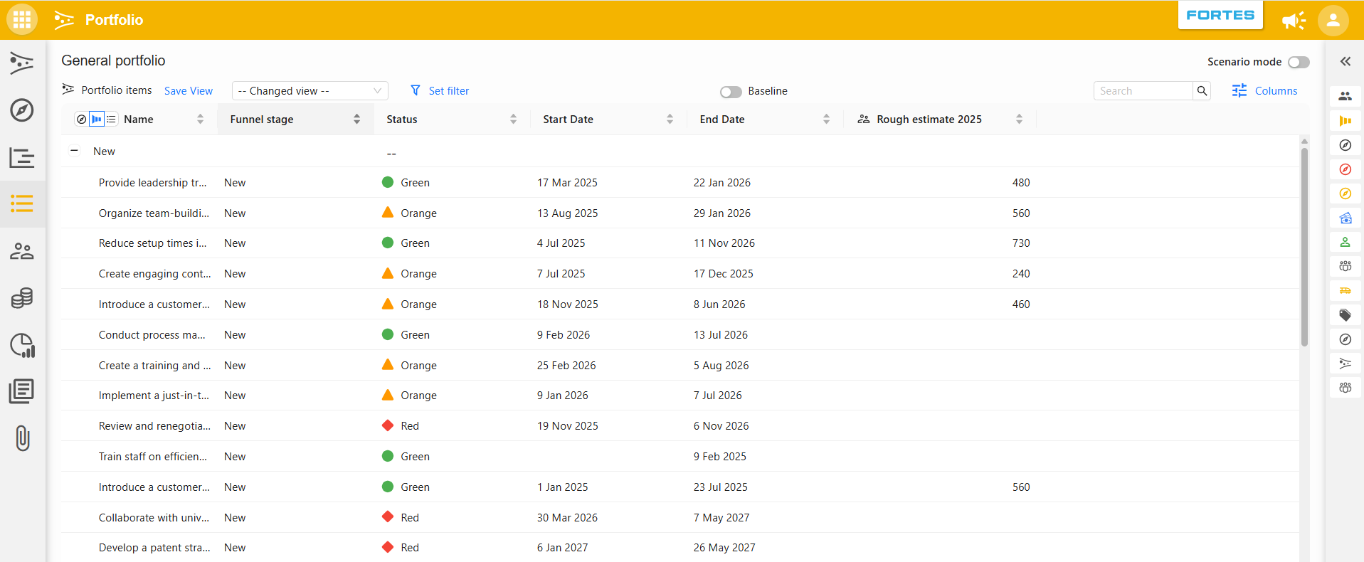 Overview of the List tab
