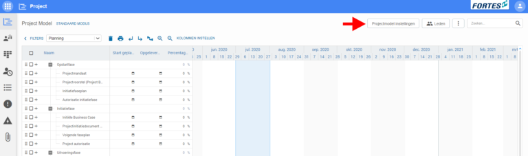 Knop Project model settings
